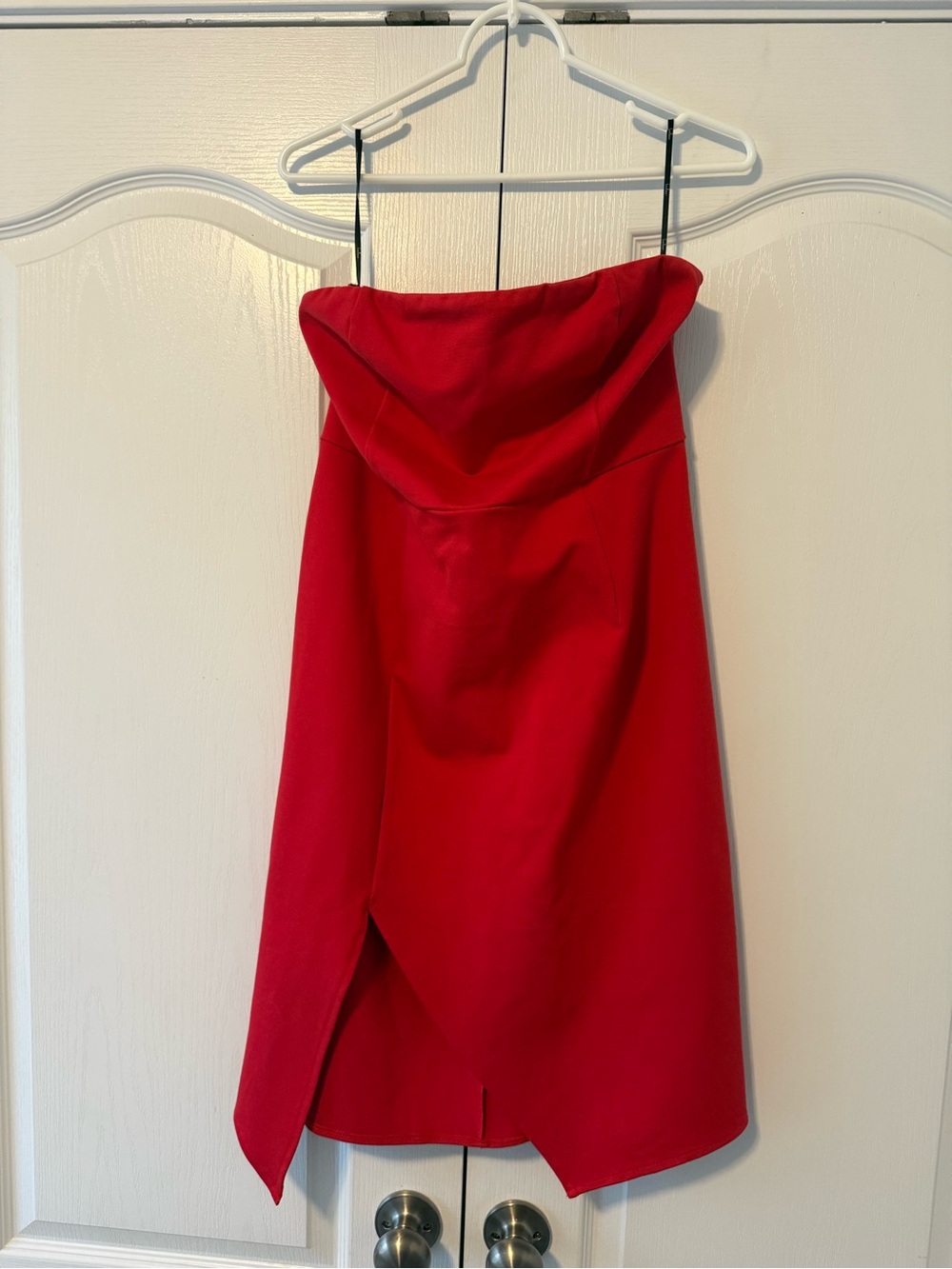 Lulu's Bold Red Asymmetrical Strapless Skirt